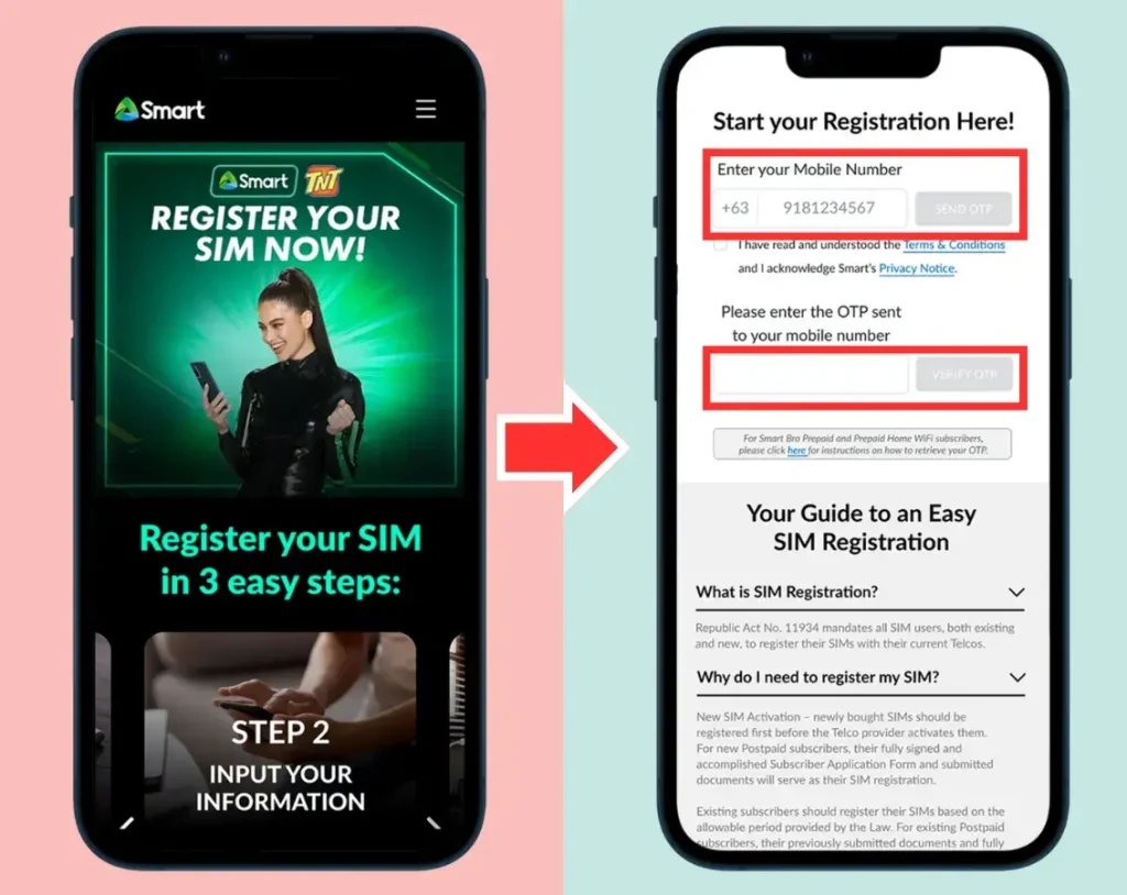 Smart Sim Registration Step 1