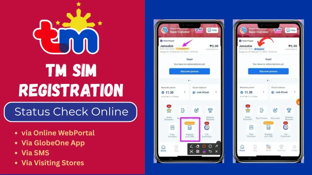 TM SIM Registration Status Check Online