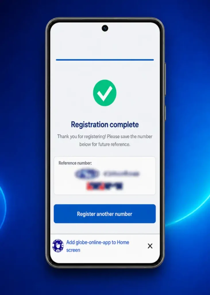 Globe Sim Registration Step 8
